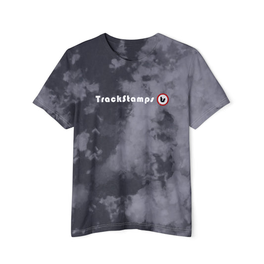 Track Stamps Fashion Tie-Dyed T-Shirt (Black & Red)