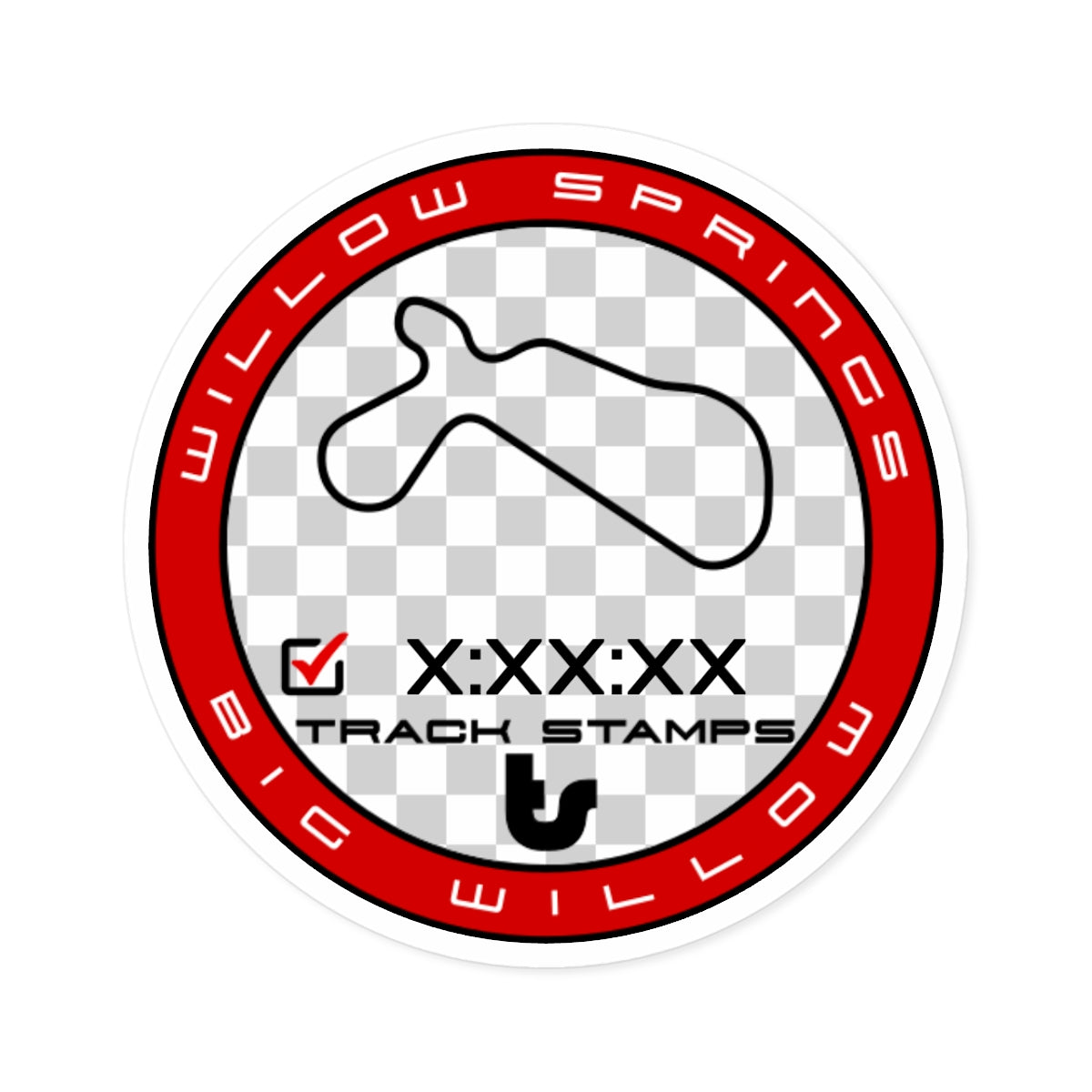 Willow Springs Raceway, Personalized Time 2.5M Big Willow Decal