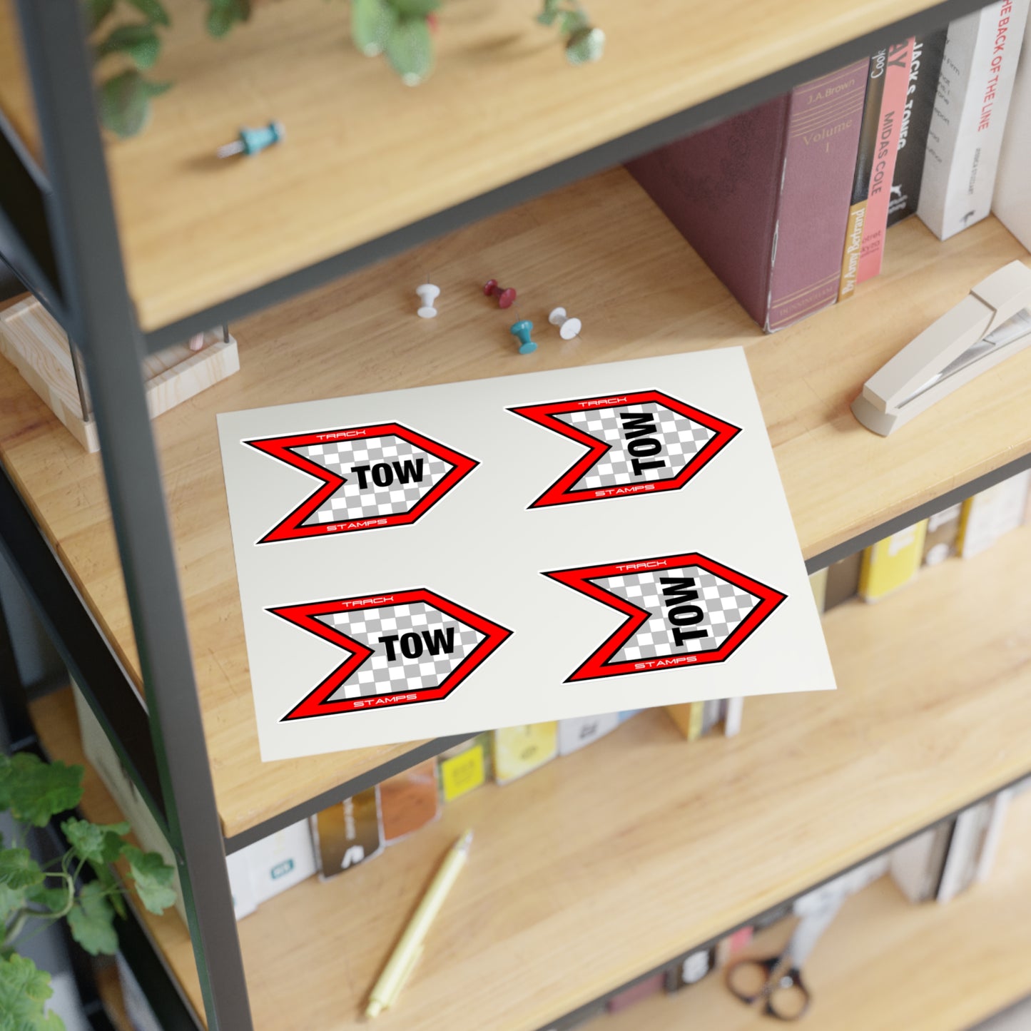 Tow Hook Sticker Sheet - 4 qty, 3.5 inch Stickers (Red)