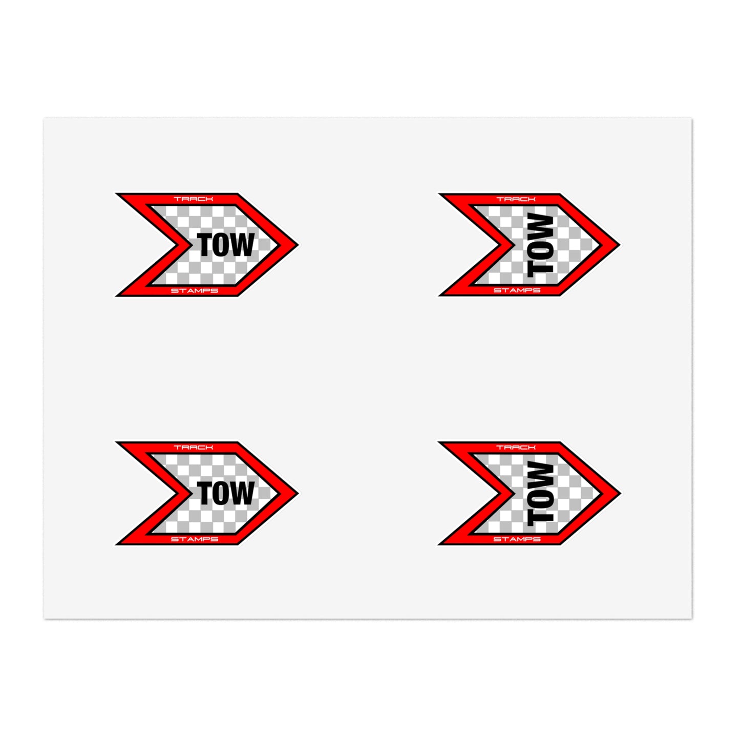 Tow Hook Sticker Sheet - 4 qty, 3.5 inch Stickers (Red)