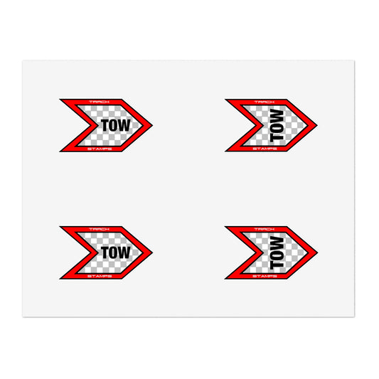 Tow Hook Sticker Sheet - 4 qty, 3.5 inch Stickers (Red)