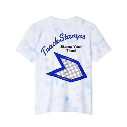 Track Stamps Fashion Tie-Dyed T-Shirt (Blue & White)