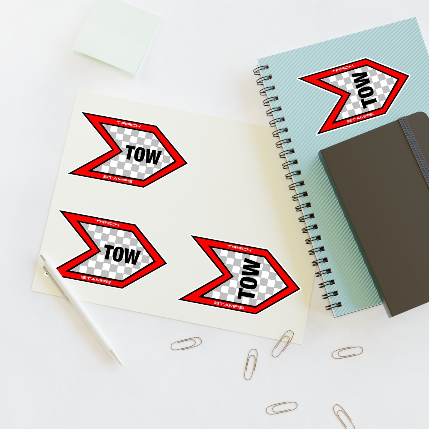 Tow Hook Sticker Sheet - 4 qty, 3.5 inch Stickers (Red)