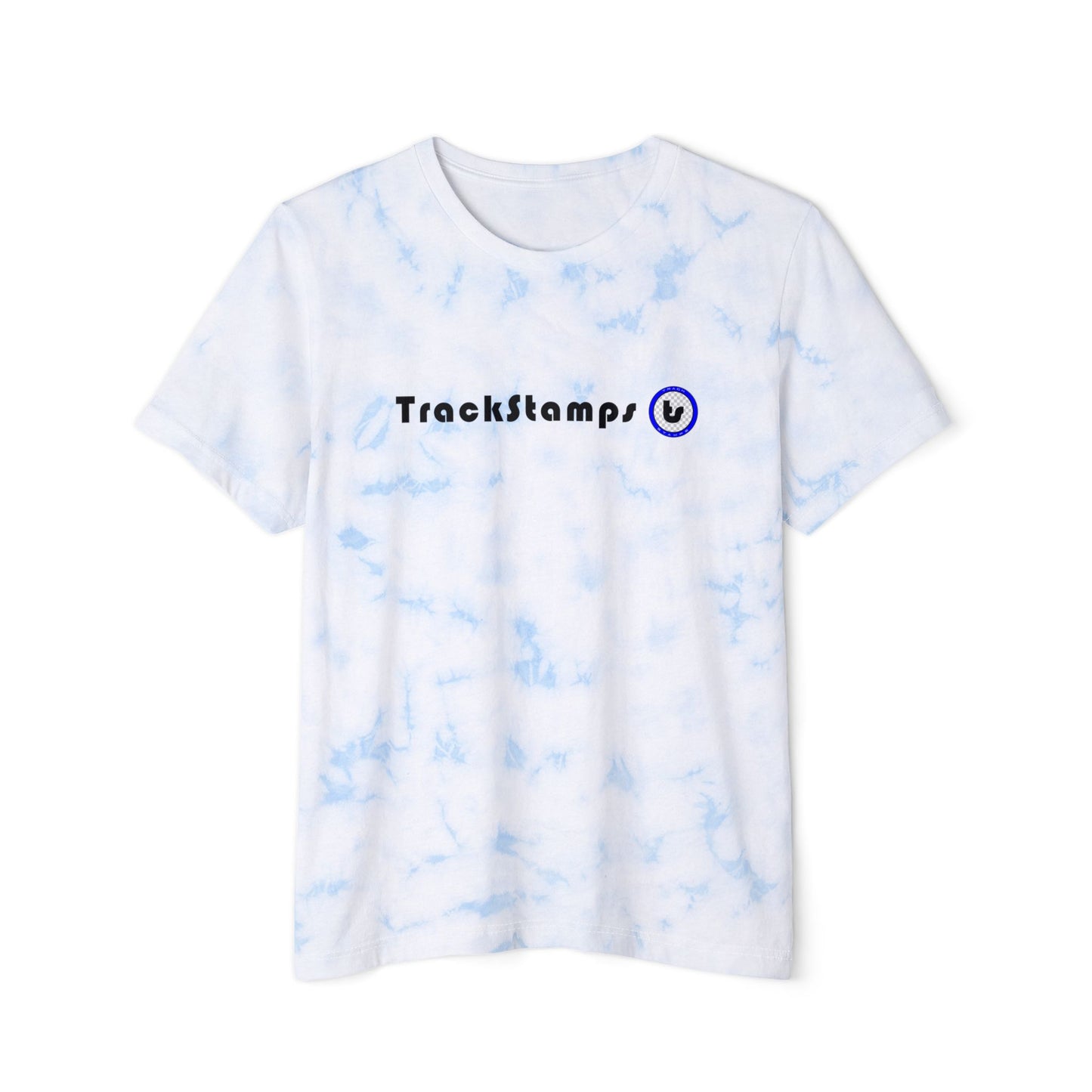 Track Stamps Fashion Tie-Dyed T-Shirt (Blue & White)