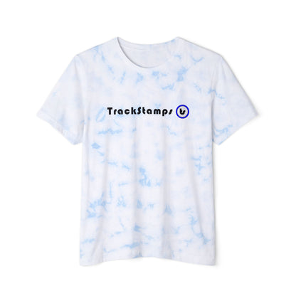 Track Stamps Fashion Tie-Dyed T-Shirt (Blue & White)