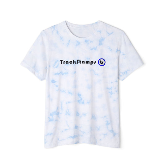Track Stamps Fashion Tie-Dyed T-Shirt (Blue & White)