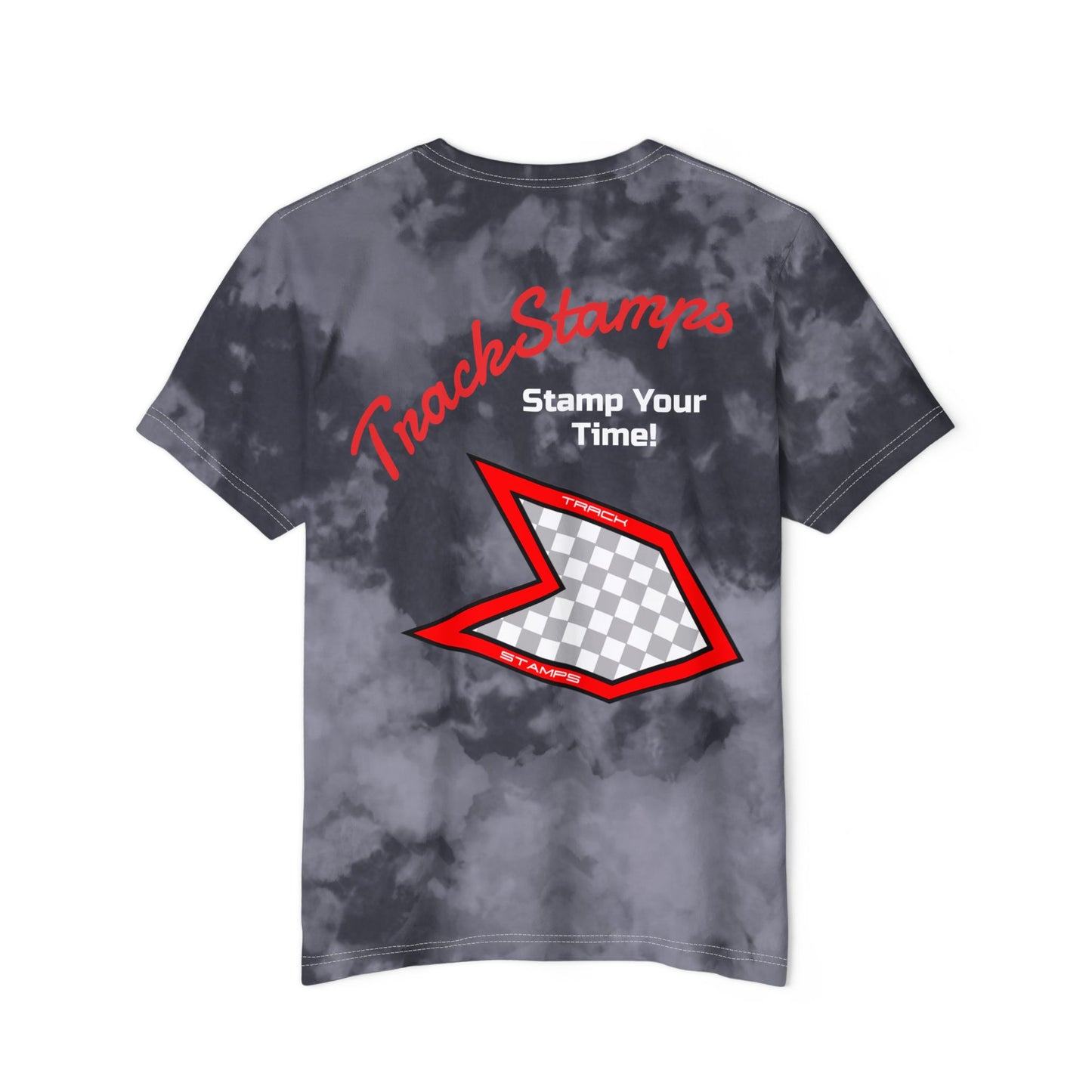 Track Stamps Fashion Tie-Dyed T-Shirt (Black & Red)