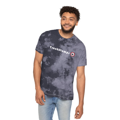 Track Stamps Fashion Tie-Dyed T-Shirt (Black & Red)