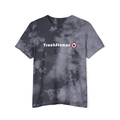 Track Stamps Fashion Tie-Dyed T-Shirt (Black & Red)