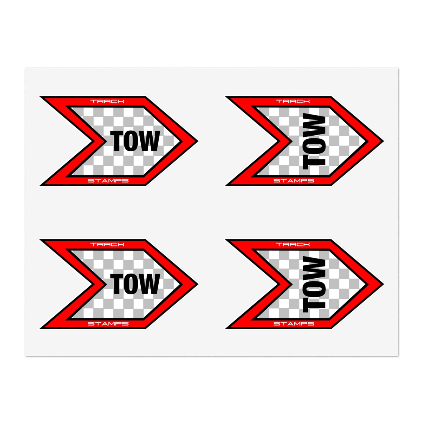 Tow Hook Sticker Sheet - 4 qty, 3.5 inch Stickers (Red)