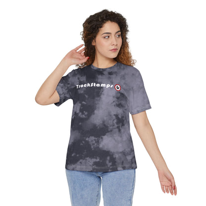 Track Stamps Fashion Tie-Dyed T-Shirt (Black & Red)