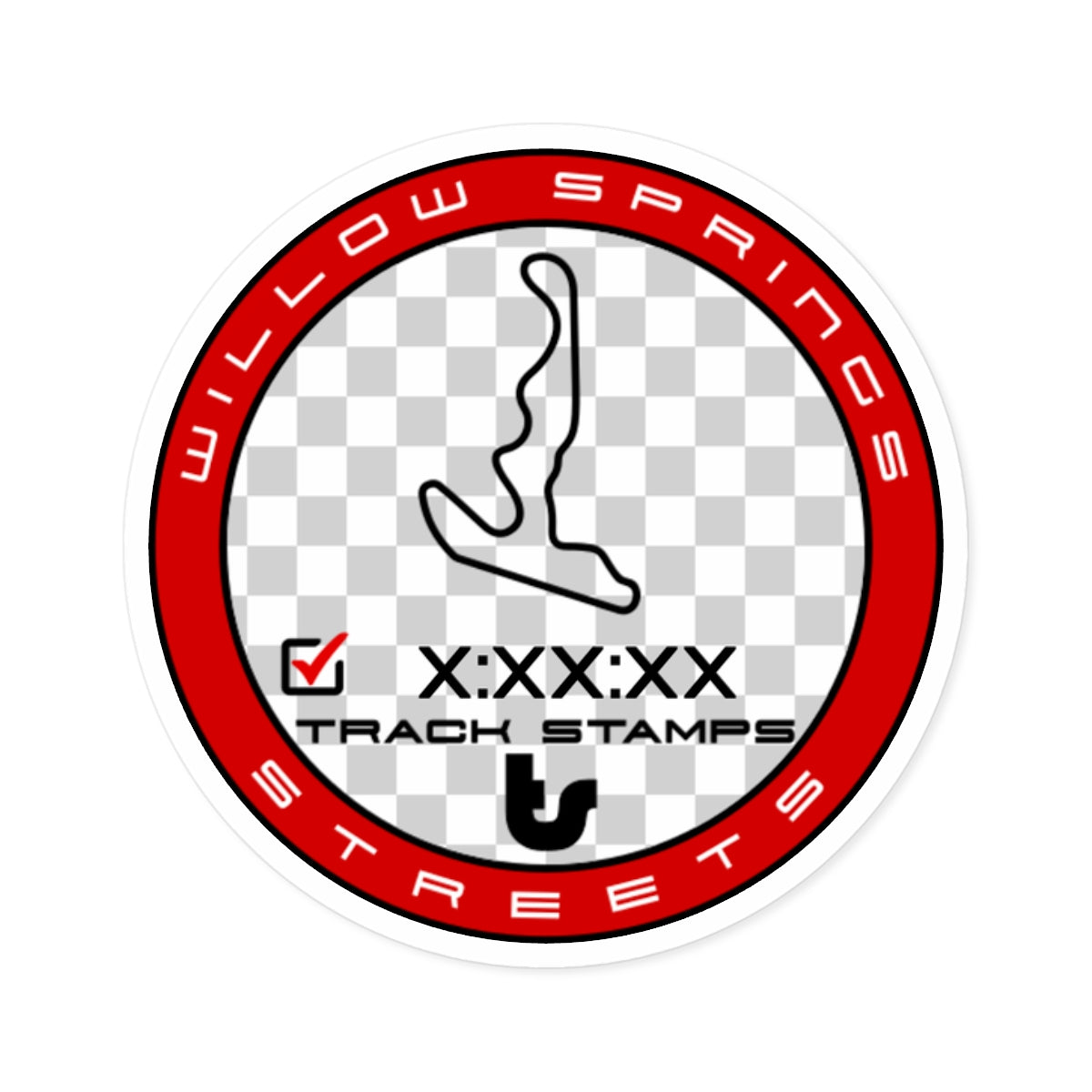 Willow Springs Raceway, Personalized Time 1.5M Streets Decal