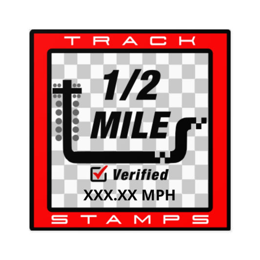 Drag Racing, Personalized Time 1/2 Mile Decal